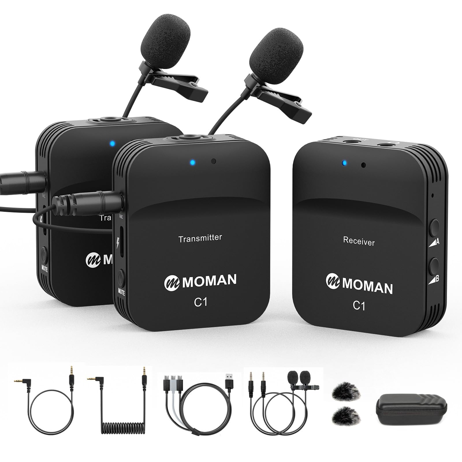 MOMAN C1 ラベリア　マイク Amazon.com: Moman C1X Wireless Lavalier Microphone, 2.4GHz Dual